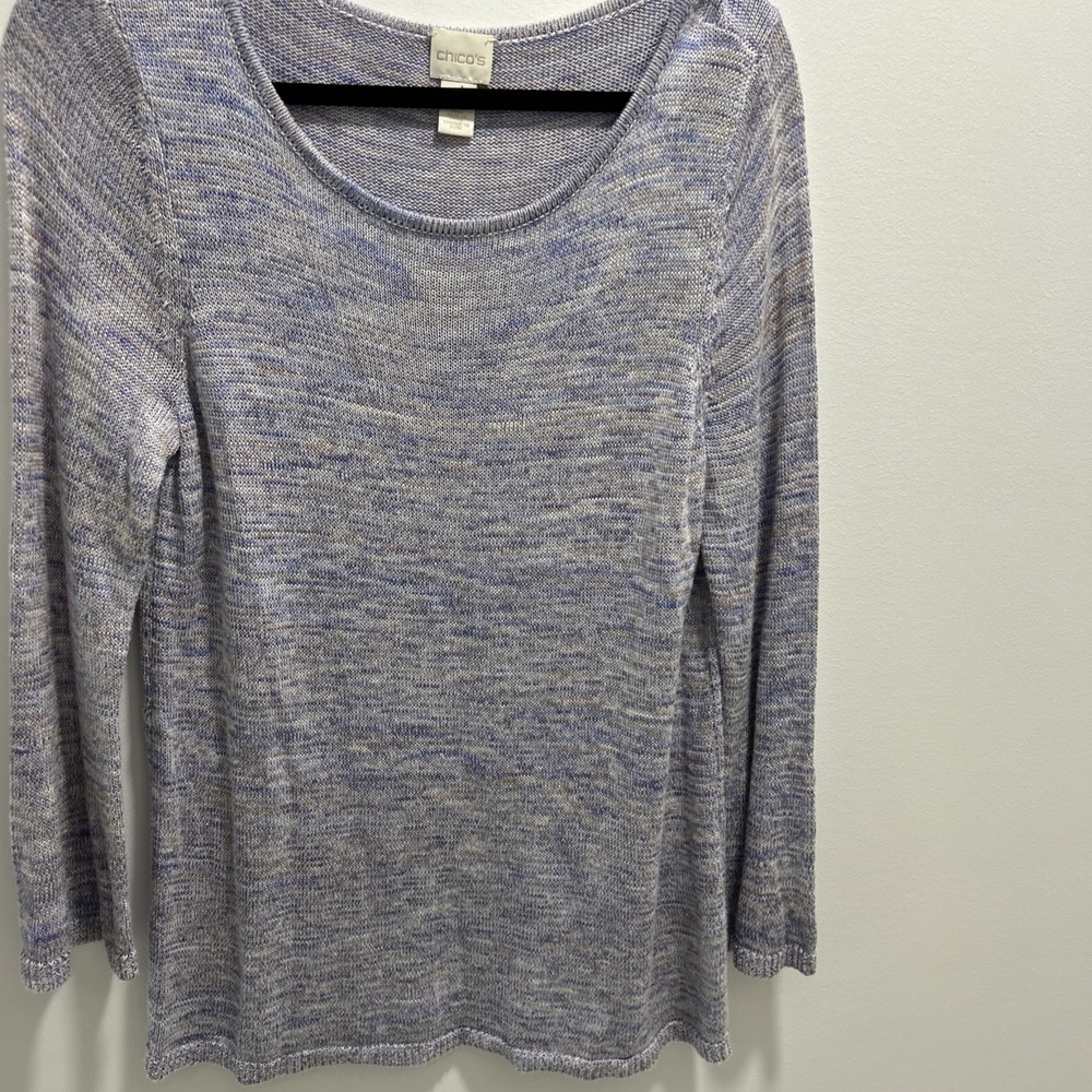 Chico's Women's One Long Sleeve Light Lavender Pull Over Long Sweater